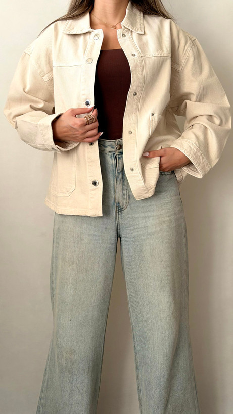 کت کتان کرم برند Stradivarius